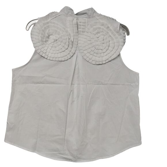 Mimoto Japan NWT Blouse Size Large White With Floral Apliques Front and back - Picture 4 of 10